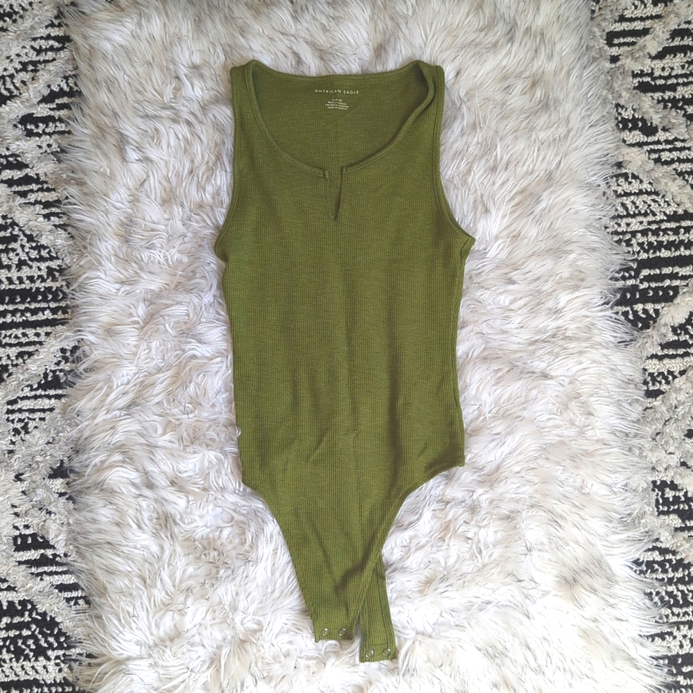 American Eagle notch neck waffle tank bodysuit size small